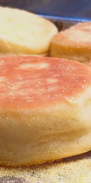 English muffins made fresh in house. Grilled and then baked to perfection!