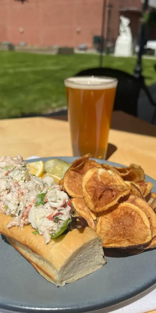 With such nice weather and our patio open, we thought why not………lobster rolls, served on a grilled b