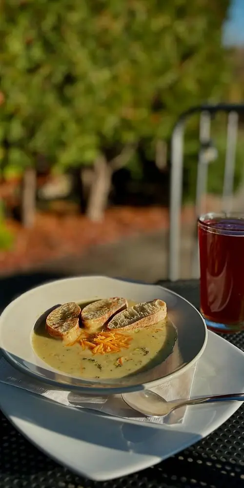 Perfect patio weather to kick off this weeks soup special, Broccoli Cheddar! $6.99 a bowl, served wi